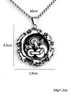 欧美跨境外贸蒸汽朋克风重工骷髅头齿轮项链恶灵机车党嘻哈吊坠