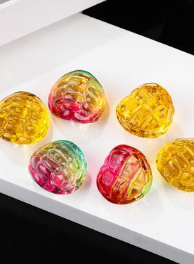 黄水晶富甲天下摆件家居车载装饰DIY配件富贵礼品彩色琉璃龟甲壳