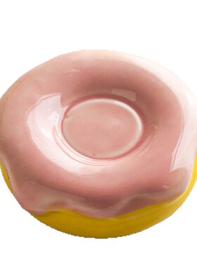 创意甜甜圈超可爱工艺品小配件小玩偶托盘陶瓷小转盘转转乐底座