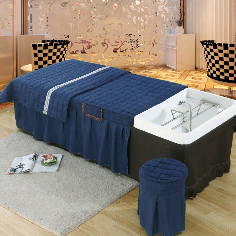 泰式洗头床罩理发头疗床套冲头纯色简约足浴美容美体床单床垫订做 - 图3