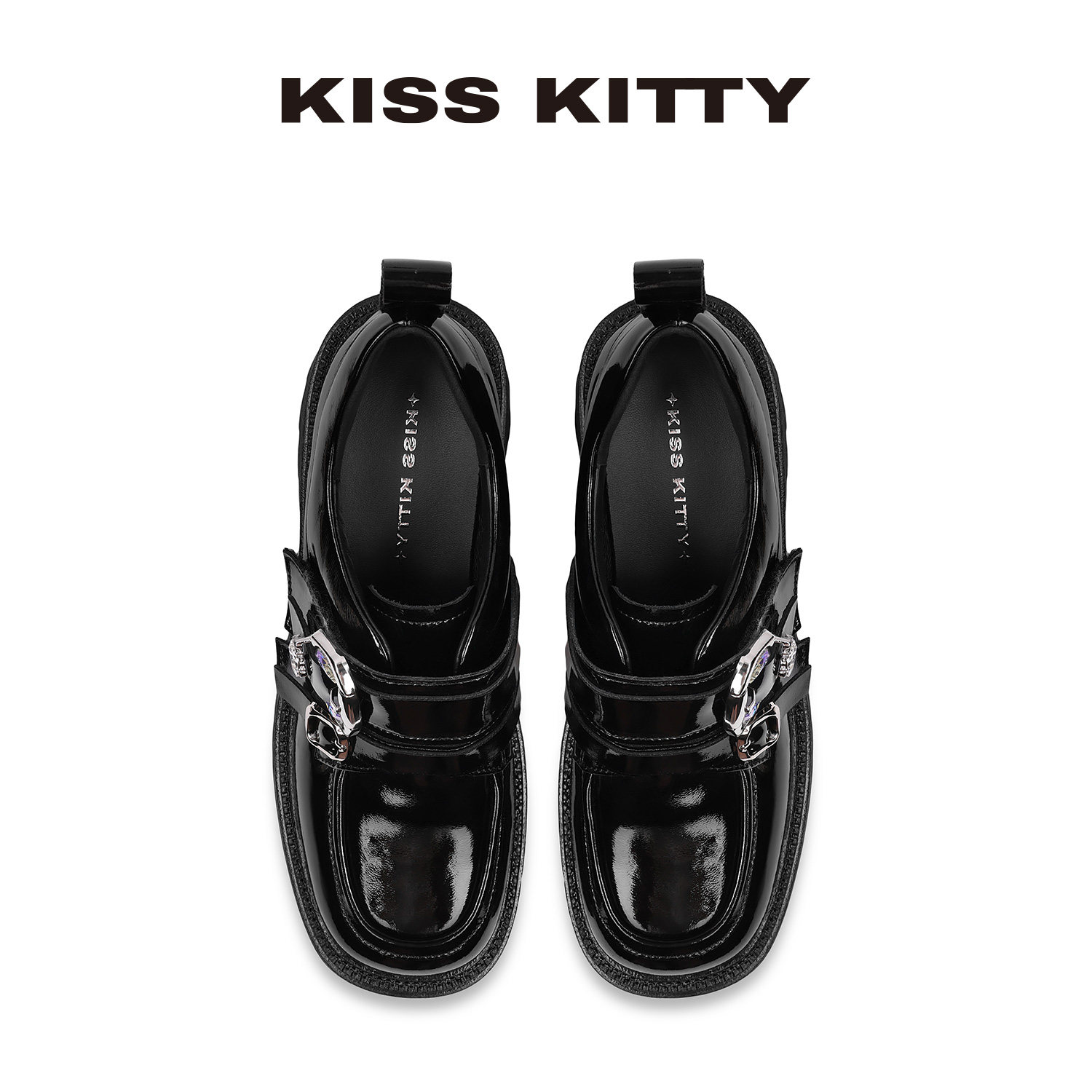 KISSKITTY厚底乐福鞋2025年新款黑色通勤百搭增高单鞋金属扣女鞋,淘宝优惠券,粉丝福利购,淘宝优惠卷