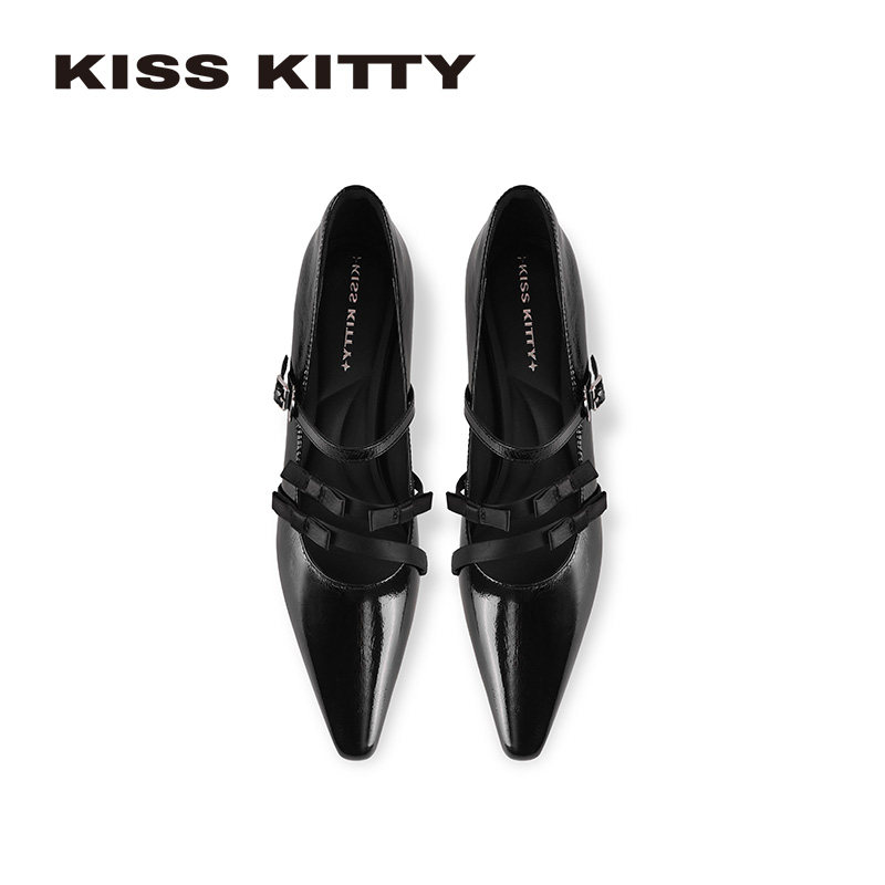 KISSKITTY玛丽珍女鞋26年新款法式银色尖头芭蕾舞平底浅口单鞋,淘宝优惠券,粉丝福利购,淘宝优惠卷