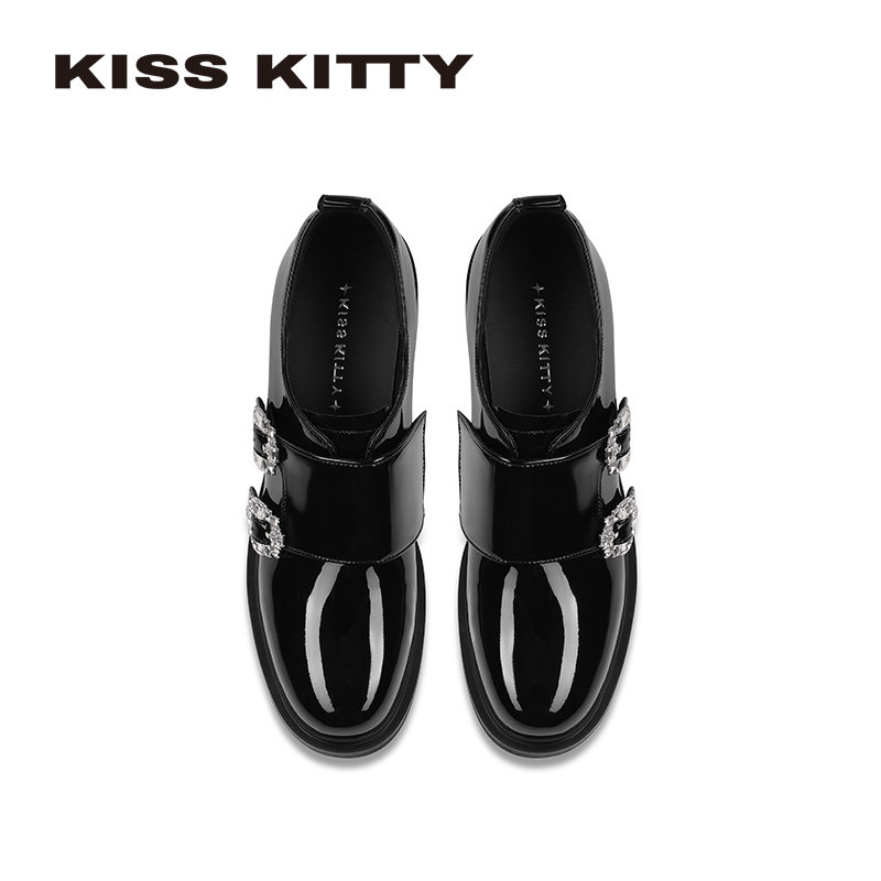 KISSKITTY厚底乐福鞋女英伦风一脚蹬小皮鞋双皮带扣不累脚单鞋子,淘宝优惠券,粉丝福利购,淘宝优惠卷