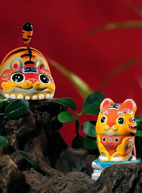 吉兔坊兔爷神虎非遗盲盒泥塑摆件