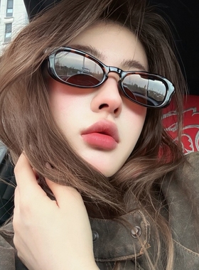 韩版蝶形豹纹高级感复古猫眼墨镜