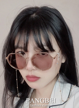 墨镜多边形吊坠不规则链条太阳镜