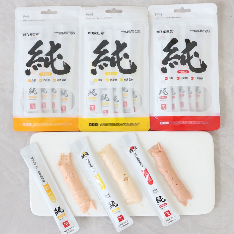 阿飞和巴弟猫条纯条15g*5条增肥发腮鸡肉鸭肉牛肉鱼肉猫零食湿粮 - 图2