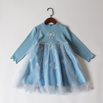 Fairy bow gauze skirt ດູໃບໄມ້ລົ່ນເດັກຍິງ dress ຝ້າຍ elastic soft little princess style skirt gauze ສີຂາວມີແຄມຫູ