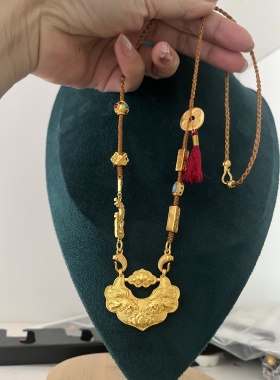 纯手工编织双耳黄金锦鲤锁编织绳半成品可调节双开口款项链绳