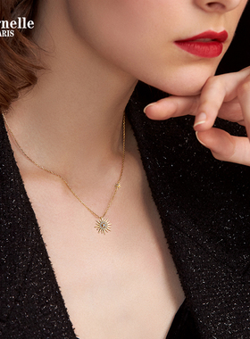 法国Eternelle原创设计闪耀太阳锁骨链简约气质项链女小众设计感