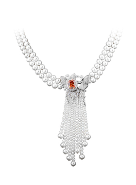 法国永恒Eternelle长款银饰项链 欧美风淡水养殖珍珠毛衣链双子座