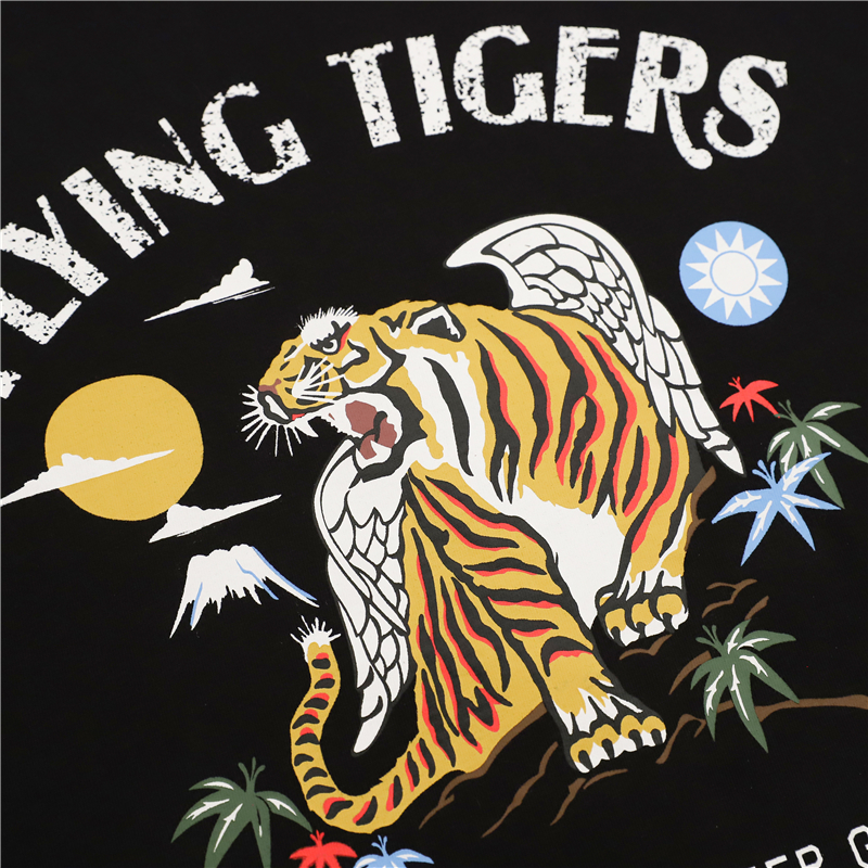 2024夏季 FLYING TIGERS T-SHIRT美国空军老虎头大码短袖t恤男潮-图0