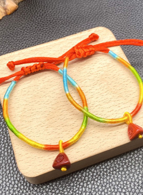 大人小孩朱砂五彩绳简约五彩绳