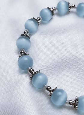 纯银猫眼石手链少女心玉鸣轩