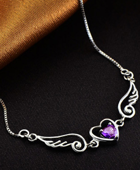 天使恋人纯银项链925女士韩版