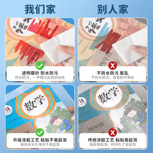 32K本子皮竖翻小学生一二年级上册包书皮自粘透明磨砂书皮纸基础训练黄冈包书纸a5作业本包书膜16k本皮保护套 - 图1