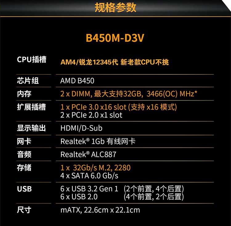 爆新Asus/华硕B450M-D3V圣旗5系12345代M.2 B550主板5500 5600 - 图2