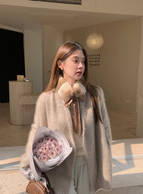 秋冬獭兔毛丝带甜美女士甜美减龄