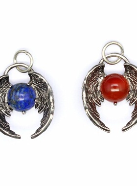 水晶圆珠天使翅膀首饰天然石吊坠欧美时尚配件外贸跨境电商货源