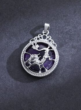 跨境欧美复古天然石水晶龙吊坠