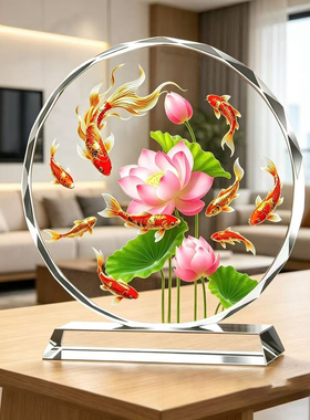 聚财转运金鱼锦鲤水晶摆件
