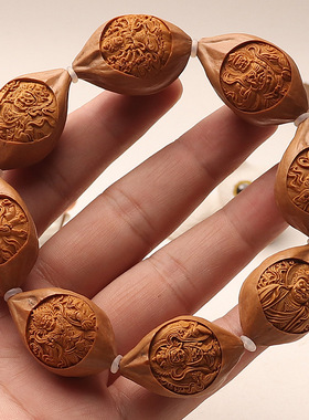 橄榄核大籽20mm手工雕刻大黑天不动明王单圈男女款文玩佛珠老油核