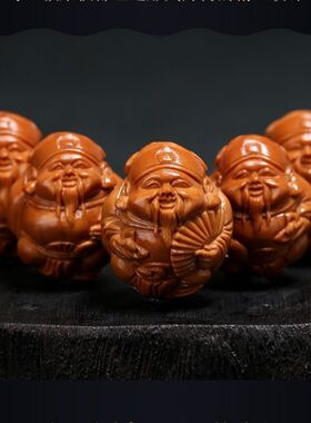 大籽佛珠橄榄核手串八大财神爷核雕文玩橄榄胡男士工盘玩手链