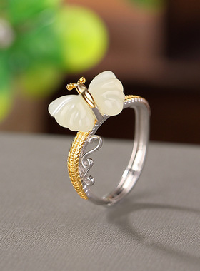 蝴蝶戒指纯银本月新款限时优惠