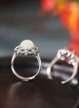 和田玉蛋面戒指本月新品限时优惠