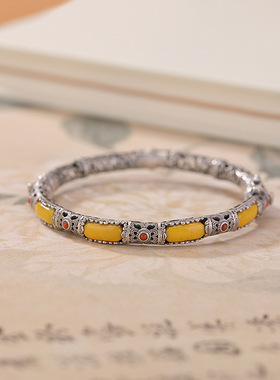 本月新品限时优惠蜜蜡南红手镯