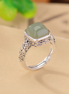 复古做旧晴水玉戒指女限时优惠