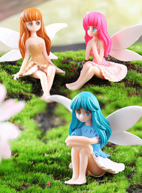 微景观可爱塑料小人摆件创意手工diy蛋糕摆设4款花仙子天使小女孩