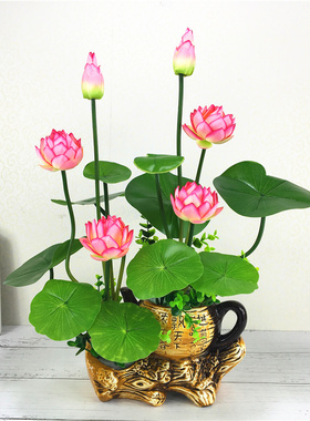 一盆包邮仿真荷花莲花装饰摆件