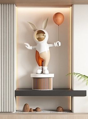现代轻奢玄关装饰品摆件客厅电视柜酒柜家居软装创意兔子雕塑装饰