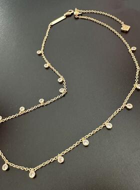 K新款时尚闪亮圆形水滴小锆石坠项链锁骨链混搭饰品女士