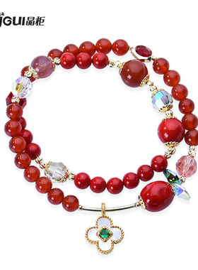 晶柜时尚女性属龙本命年红色手链