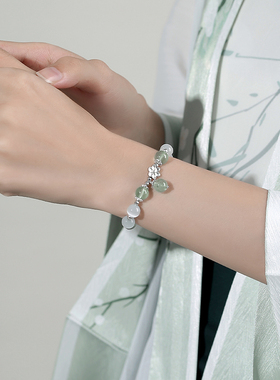 晶柜时尚女性绿草莓晶S925银森系