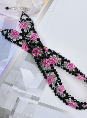 晶柜正品水晶玫瑰花女欧美项链