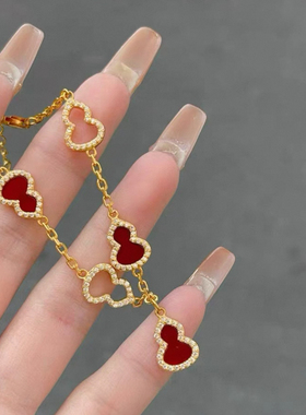 天使猫 高版本沙金红玛瑙葫芦莫桑钻项链手链女轻奢小众精致洋气