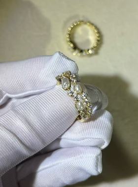 天使猫 日韩天然小米珠锆石设计师款戒指系列网红款夏日百搭