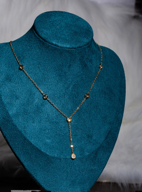 极简风5钻水滴项链 轻奢锁骨 设计感满满