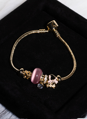 潘家精致轻奢爱心柔粉套链925纯银厚镀18K玫瑰金