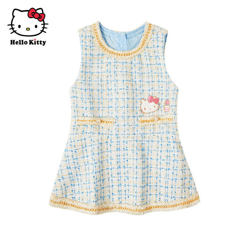 Hello Kitty童装春女童连衣裙无袖毛呢公主裙子儿童小香风背心裙,淘宝优惠券,粉丝福利购,淘宝优惠卷