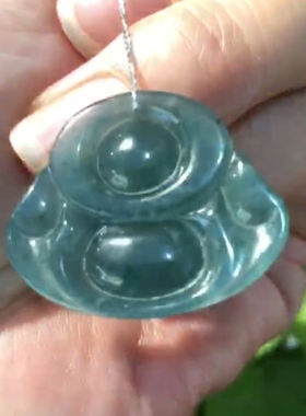 缅甸翡翠冰蓝水佛公吊坠 笑口常开 大肚能容 有福相伴玉待有缘人