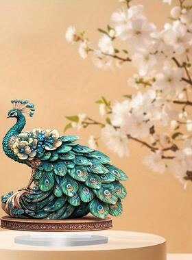 1个2D波西米亚孔雀亚克力装饰摆件，尺寸为7.08x7.08英寸，非电动