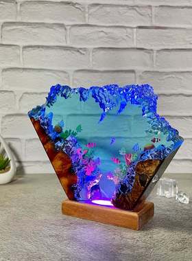 跨境爆款水母海洋艺术树脂夜灯家居装饰独特的母亲节礼物