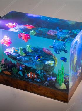 跨境热卖小丑鱼与海龟环氧树脂夜灯海洋生物手工海洋装饰生日礼物