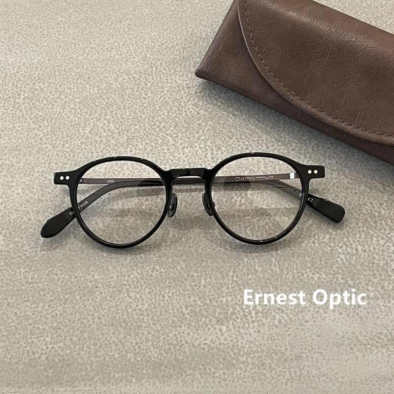 欧内复古近视眼镜框超轻弹簧腿文艺中性玳瑁板材偏光夹片高度数-图0