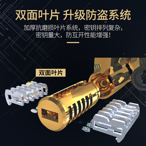 金点原子锁芯防盗门家用C级锁芯通用型大门锁心双面叶片官方正品 - 图1