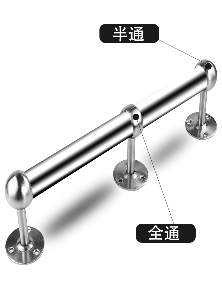 挂衣杆法兰座顶装不锈钢实心吊座毛巾杆固定座圆管晾衣杆底座配件 - 图1